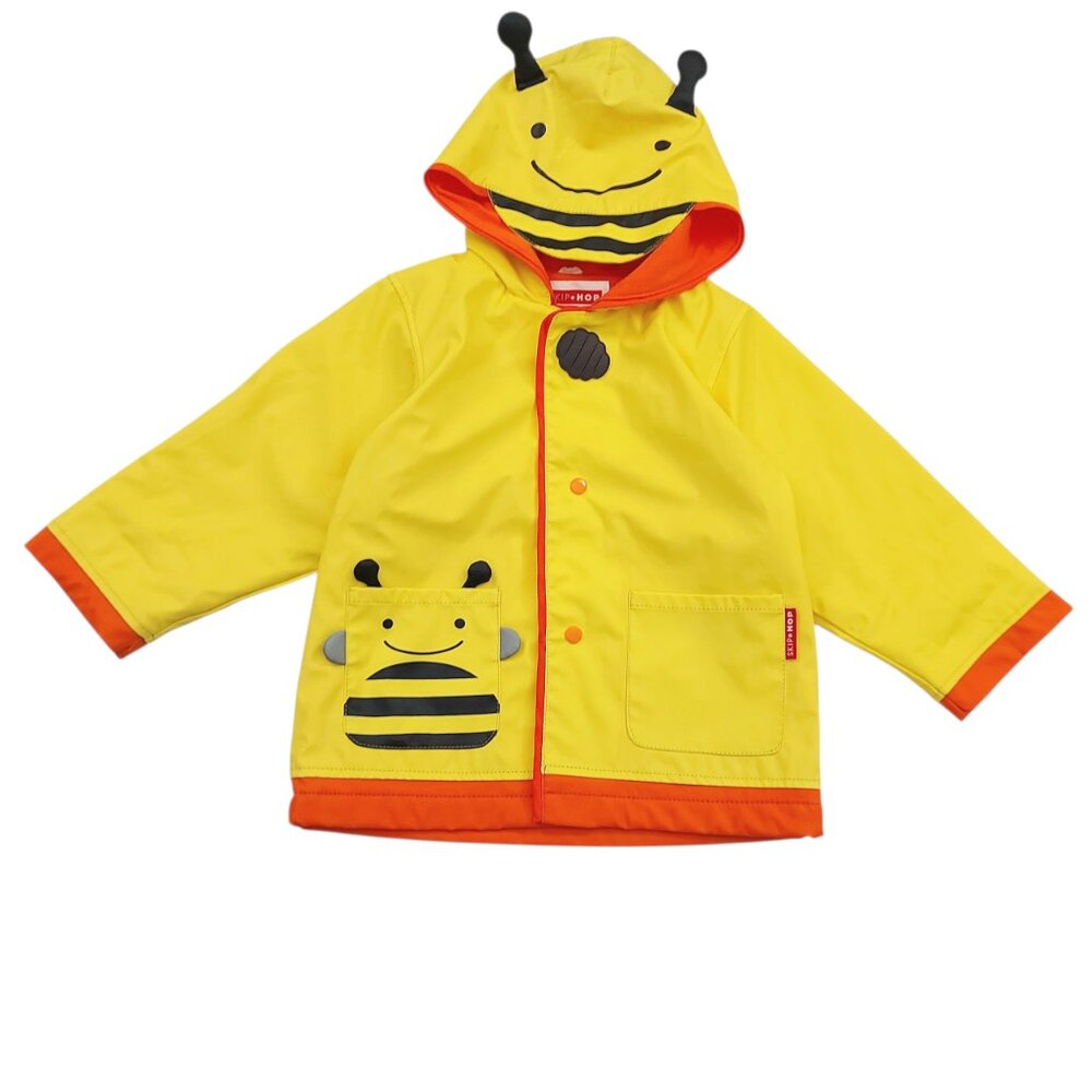 Skip Hop Bumble Bee Rain Hooded Jacket Kids Medium 3/4 Yellow Fleece Lined